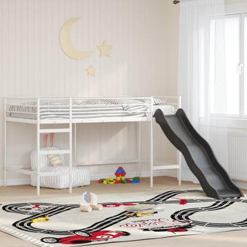 vidaXL Kinder loft bedframe met glijbaan Wit en Antraciet 80, Eenpersoons, Verzenden, Wit, Nieuw