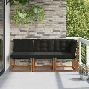 vidaXL 3 st Outdoor Midden- en Hoeksalon Naturel, Tuin en Terras, Tuinsets en Loungesets, Verzenden, Nieuw, 3 zitplaatsen