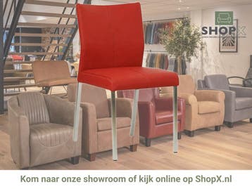 Leren eetkamerstoel Basic - Toledo Ducati (rood) - Poten, Nieuw, Leer, Ophalen of Verzenden, Rood