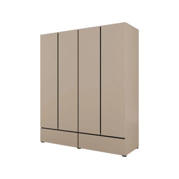 Kledingkast Crotone - Taupe - 4-Deurs met Lades, Verzenden, Nieuw