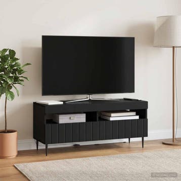 vidaXL LED tv-meubel ZWOLLE 100 x 35 x 43 cm Zwart Bewerkt, Minder dan 50 cm, Verzenden, Nieuw, Minder dan 100 cm