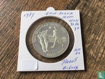 Zuid-Korea 10000 won 1987 (PROOF) 1988 Summer Olympics i..., Postzegels en Munten, Verzenden, Losse munt, Goud
