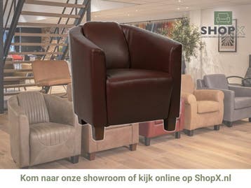 Leren fauteuil Press - Granada Cognac (donkercognac) -, Nieuw, Ophalen of Verzenden, Eigentijds, Klassiek, Retro, Romantisch, Vintage
