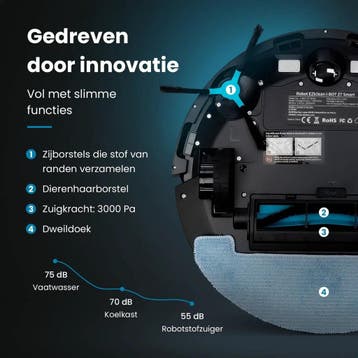 EZIclean I-Bot Z7 Smart Robotstofzuiger met dweil functie -, Ophalen of Verzenden, Zo goed als nieuw