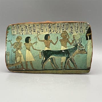 Replica van het oude Egyptische Fragment dat de voorstelling, Antiek en Kunst