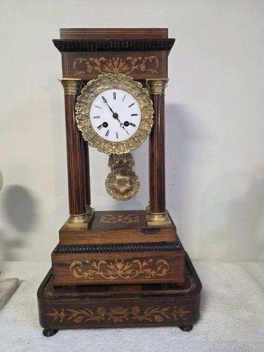 Charles X kolompendule Charles X hout, messing, emaille -, Antiek en Kunst, Antiek | Klokken