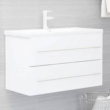 vidaXL Wastafelkast 80x38,5x48 cm bewerkt hout wit, Huis en Inrichting, Badkamer | Badkamermeubels, Verzenden, Nieuw, Wastafelkast
