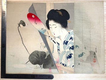 Tomioka Eisen – Woman with a Fan on a Summer Day – Colour