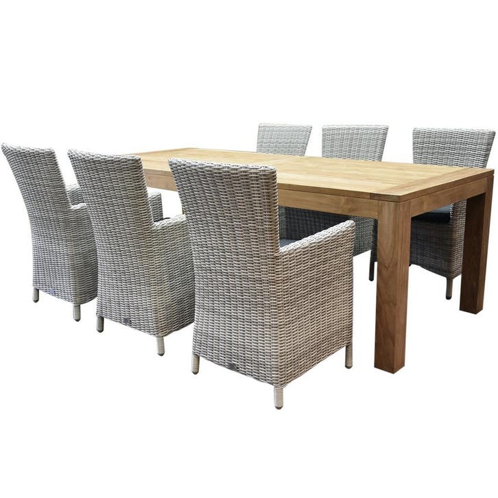 Capri Krista dining tuinset 240x100xH77,5 cm wit, Tuin en Terras, Tuinsets en Loungesets, Nieuw, Ophalen of Verzenden