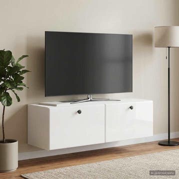 vidaXL Wandbeugel TV-kast 98 x 31 x 30 cm Hoogglans Wit, Huis en Inrichting, Kasten | Televisiemeubels, Minder dan 50 cm, Verzenden