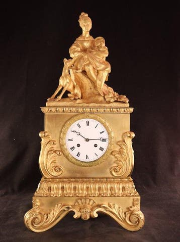 Pendule - Antieke vuurvergulde pendule - Brons - 1800-1850