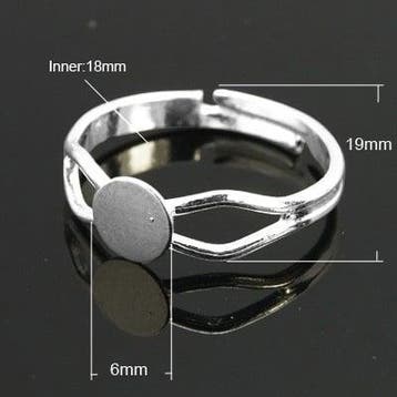 Verstelbare basis ring – verzilverd, Ø ca. 18 mm, ringdop, Ophalen of Verzenden, Nieuw, Overige typen