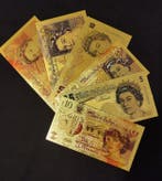 Themacollectie - 24-karaats verguld bankbiljetten, Antiek en Kunst