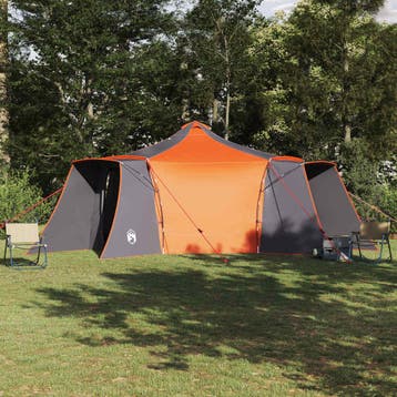 vidaXL Tipi Tent 8-persoons Grijs en Oranje taft, Verzenden, Nieuw, Tot en met 2