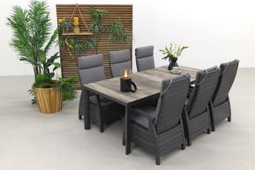 VDG Darwin/Kings tuinset antraciet - 220x100 cm., Tuin en Terras, Tuinsets en Loungesets, Verzenden, Nieuw, Wicker, Tuinset