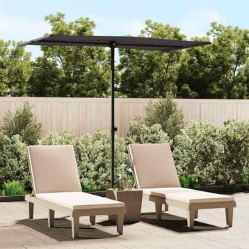 vidaXL Parasol met aluminium paal 180x110 cm zwart, Verzenden, Nieuw, 1 tot 2 meter