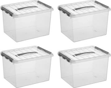 Sunware Q-line Opbergbox Transparant/Grijs 22 liter Set van, Ophalen of Verzenden, Nieuw