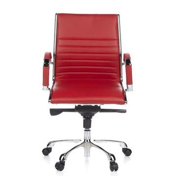 Directiestoel | Met Armleuning | Leder | Rood | Ergonomisch, Huis en Inrichting, Bureaus, Verzenden, Nieuw