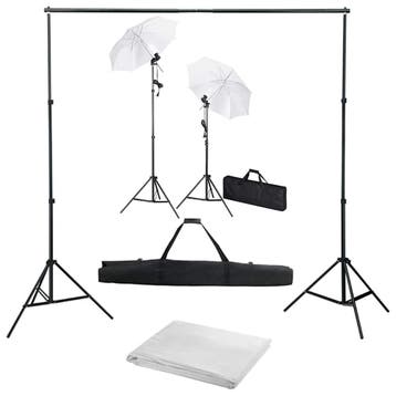 vidaXL Fotostudioset met achtergrond, lampen en paraplus, Verzenden, Nieuw