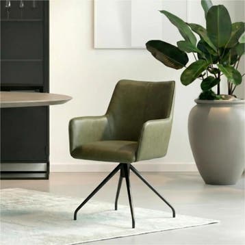 Leren eetkamerstoel Wave - Granada Moss (olijf/groen) -, Overige kleuren, Bohemian, Eigentijds, Industrieel, Modern, Scandinavisch