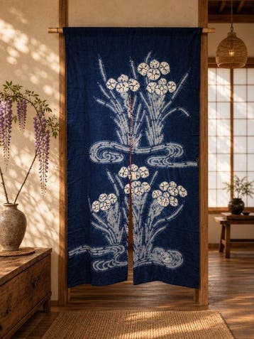 Handgebonden Shibori bloemontwerp - Textiel - 149 cm - 86 cm