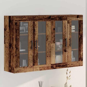 vidaXL Wandgemonteerde Kasten 2 pcs Oud hout 69,5 x 34 x 90, Minder dan 50 cm, Verzenden, Nieuw, Minder dan 100 cm