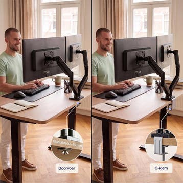 Stane Monitor Arm 2 Schermen met Gasveer – Dubbele, Computers en Software, Ophalen of Verzenden, Zo goed als nieuw, STANE
