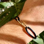 Forever knots® Handgemaakte Zwarte Satijn armband met Gou.., Ophalen of Verzenden, Zo goed als nieuw, Overige kleuren, Goud