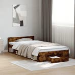 vidaXL Bedframe met lade bewerkt hout gerookt eikenkleurig, Huis en Inrichting, Slaapkamer | Bedden, 90 cm, Eenpersoons, Bruin