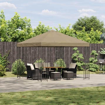 vidaXL Paviljoen 3 x 3 m Beige Polyester en staal 190 gsm, Verzenden, Nieuw