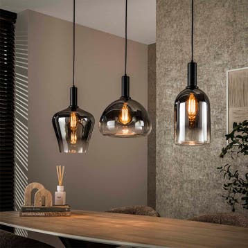 *WOONWINKEL* Glazen Hanglamp Zilver Grijs, Huis en Inrichting, Lampen | Hanglampen, Verzenden, Nieuw
