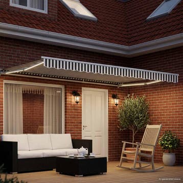 vidaXL Handmatig knikarmscherm met solar LED 5 x 3,5 m, Verzenden, Nieuw