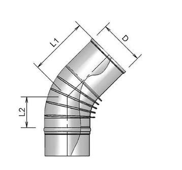Burgerhout rookgasbocht enkelwandig 45° - 80mm - aluminium, Doe-het-zelf en Verbouw, Verzenden, Nieuw