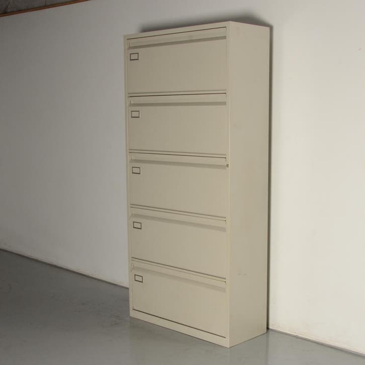 Officenow kleppenkast, lichtgrijs, 207 x 100 cm, 5 kleppen, Huis en Inrichting, Kasten | Roldeurkasten en Archiefkasten, Ophalen of Verzenden