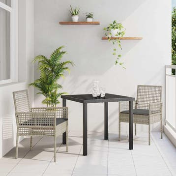 vidaXL Tuinstoel 2 st Lichtgrijs poly rattan, Verzenden, Nieuw, Rotan