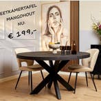 ACTIE VAN DE DAG ! Ronde zwarte eettafel mangohout NU: 199,-, Huis en Inrichting, Tafels | Eettafels, Mangohout , Verzenden, Rond