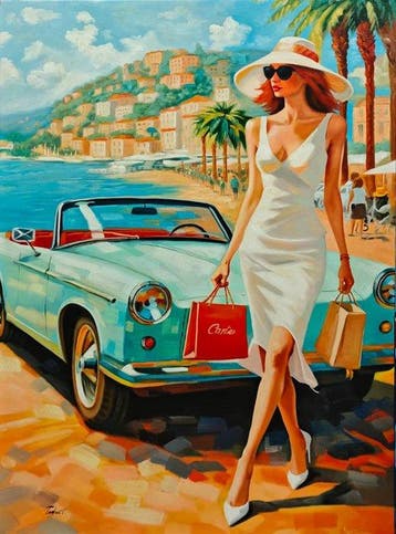 Victor Turban (XX) - Escapade sur la Riviera, Antiek en Kunst