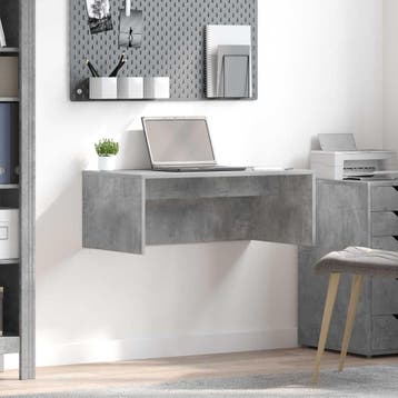 vidaXL Wandbureau Beton Grijs Bewerkt hout 80 x 45 x 30 cm, Huis en Inrichting, Verzenden, Nieuw