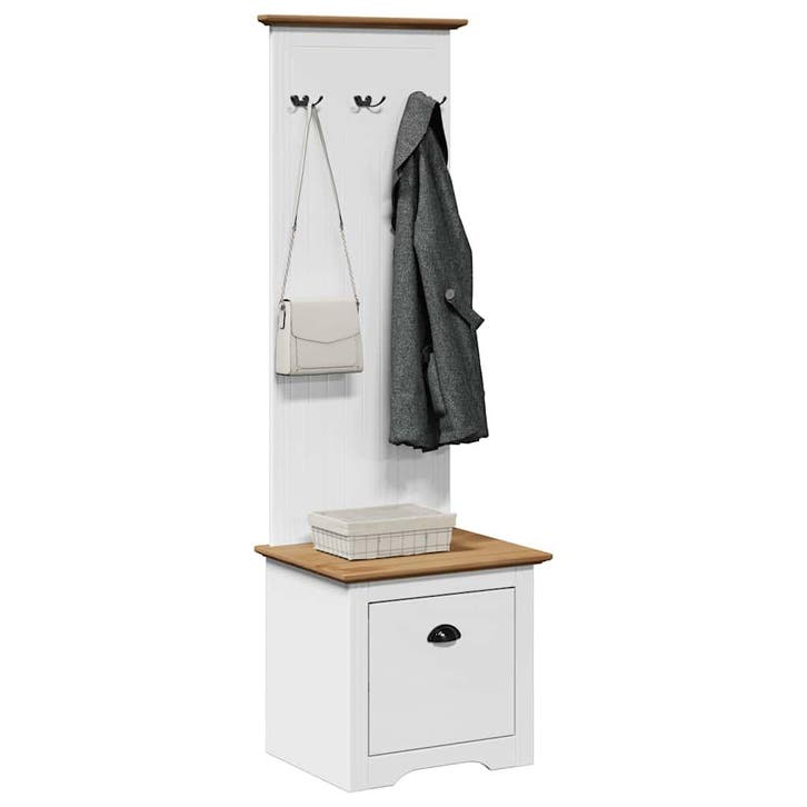 vidaXL Gangkast met haken BODO 50x40x157 cm wit en bruin, Huis en Inrichting, Banken | Voetenbanken en Poefen, Nieuw, Verzenden