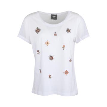 Verysimple • wit t-shirt met kralen • XL (IT48), Verzenden, Maat 46/48 (XL) of groter, Nieuw, Wit