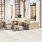 vidaXL Tuinbankenset met kussen 13 pcs Beige en Crème, Verzenden, Nieuw, Rotan