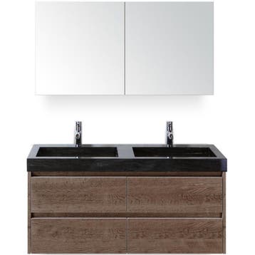 Dante Badmeubelset 120 cm - Tabacco - Wastafel Hardsteen Wit, Ophalen of Verzenden, Nieuw