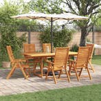 vidaXL Tuin eettafelset 7 pcs Bruin Massief Acaciahout, Verzenden, Nieuw, 7 zitplaatsen