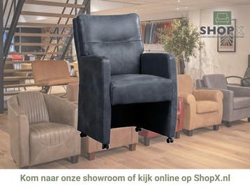 Leren eetkamerstoel Sharp - Kenia Denim (blauw) - Zonder, Eigentijds, Modern, Blauw, Nieuw, Leer