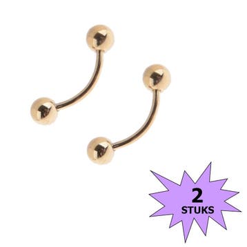 Fako Bijoux - Wenkbrauw Piercing - 3mm - Goudkleurig - 2, Verzenden, Nieuw