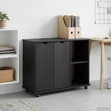 vidaXL Rolling Kast Grijs 100 x 39 x 65,5 cm Massief, Verzenden, Nieuw