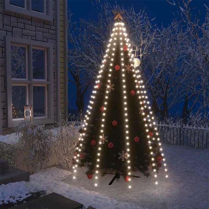 vidaXL Kerstboomverlichting met 300 LEDs koudwit net 300 cm, Tuin en Terras, Buitenverlichting, Nieuw, Kunststof, Verzenden
