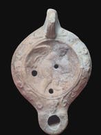 Oud-Romeins Terracotta, Stunning Rare Winged Eros Olielamp -