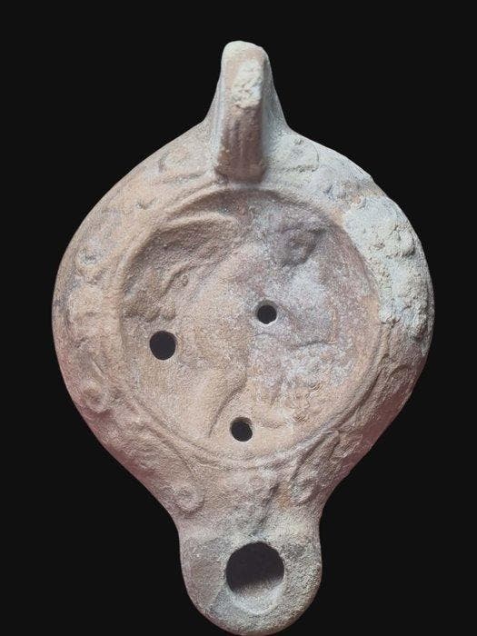 Oud-Romeins Terracotta, Stunning Rare Winged Eros Olielamp -, Antiek en Kunst, Antiek | Overige Antiek