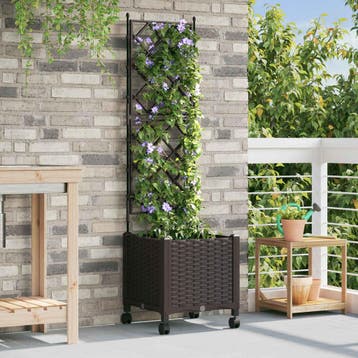 vidaXL Tuinplantbak met schutting en wielen Bruin 40 x 40 x, Tuin en Terras, Verzenden, Nieuw, Minder dan 60 cm, 60 cm of meer